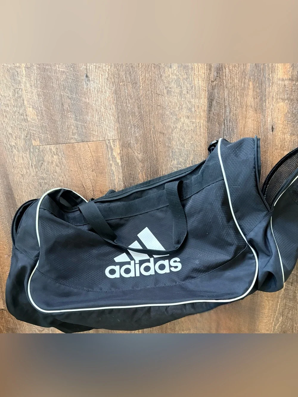 adidas Black Duffel Bag with White Logo
